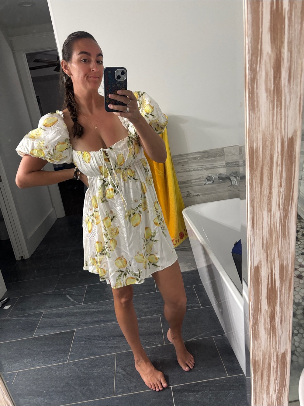 🍋 NWT For Love & Lemons White seraphina Lemon Print Mini Dress